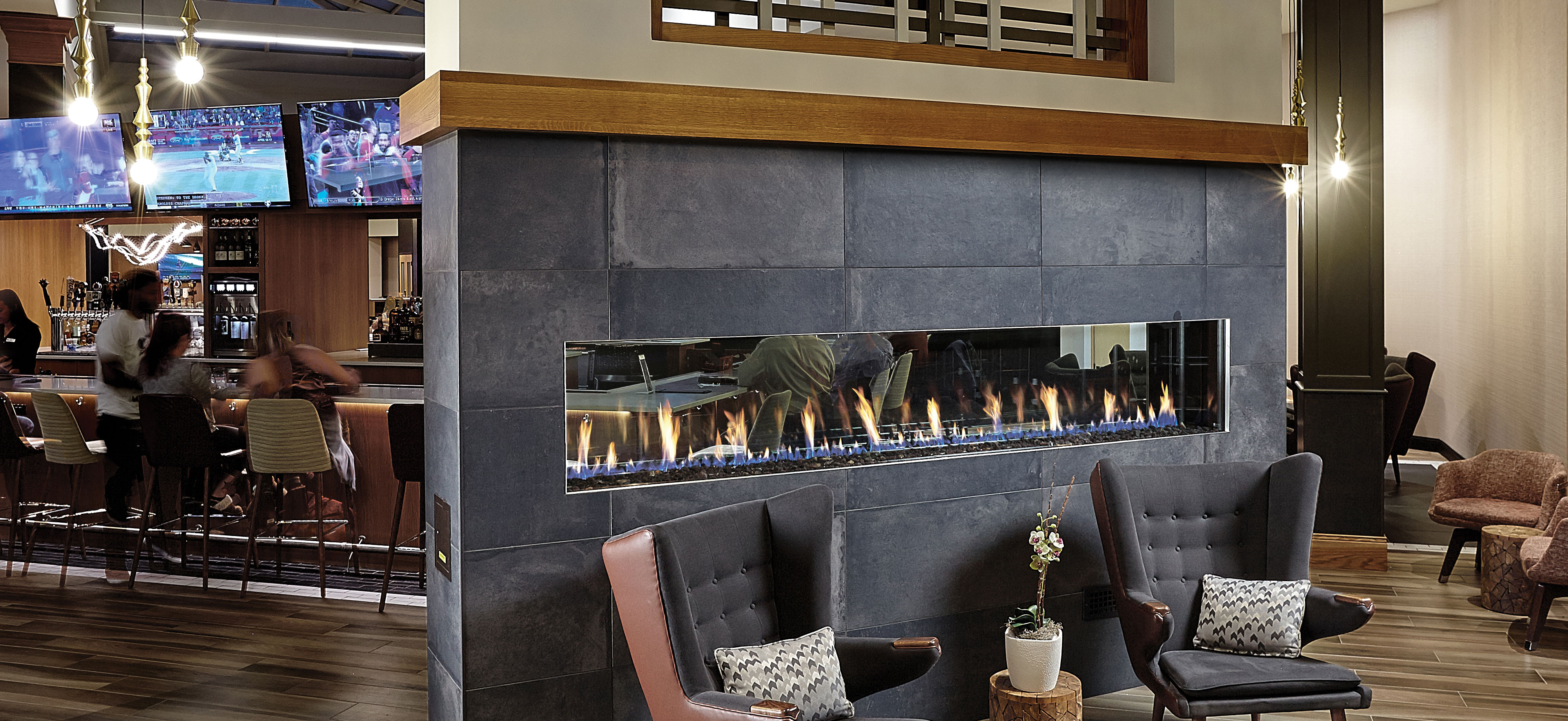 Double Sided DaVinci Custom Fireplace - Hotel